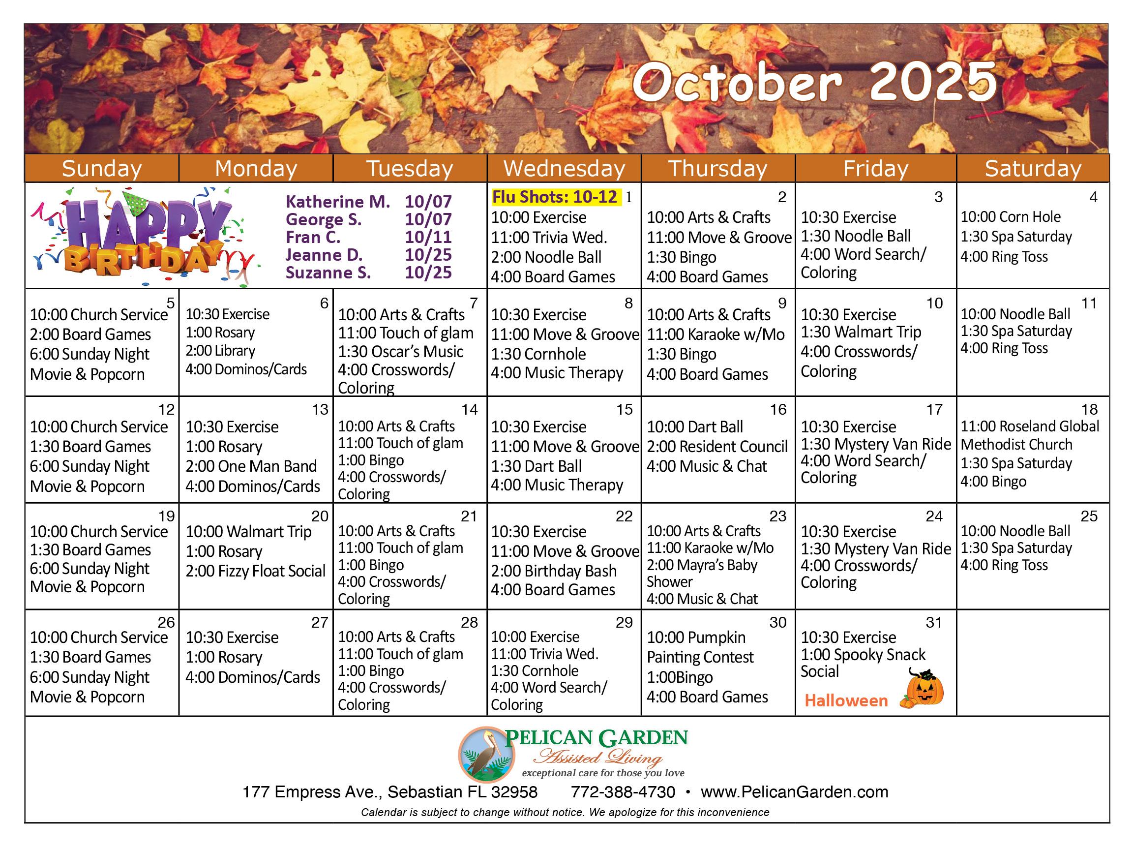 October Calendar